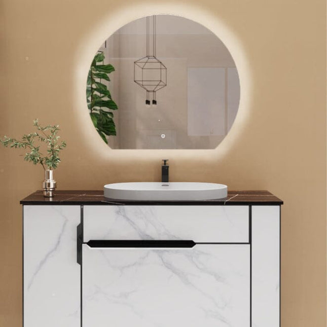 Olive Semi Circle LED Touch Mirror w. Demist - 700x800x30 Clearance Mirror Waterworks Bathrooms 