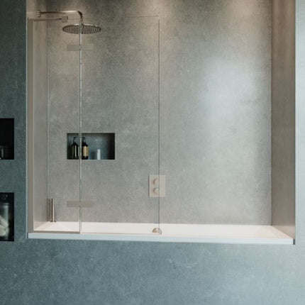 Optix 10 Hinged Bath Screen with Inline Panel 90 Left Handed Waterworks Bathrooms 