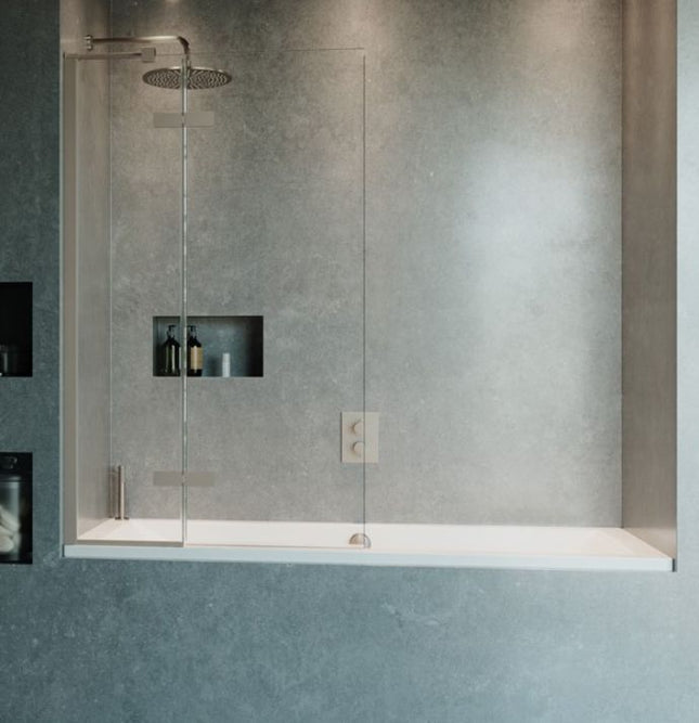 Optix 10 Hinged Bath Screen with Inline Panel 90 Left Handed Waterworks Bathrooms 