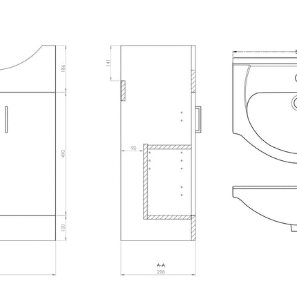 Pearl 550mm Vanity Unit & Ceramic Basin Waterworks Vanity Units Waterworks Bathrooms 