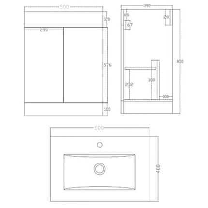 Planet 500 Grey FS Unit and Slim-Edge Basin Waterworks Vanity Units Waterworks Bathrooms 
