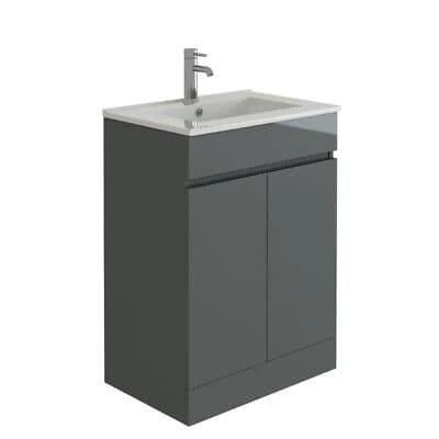 Planet 600 Grey FS Unit and Slim-Edge Basin Waterworks Vanity Units Waterworks Bathrooms 