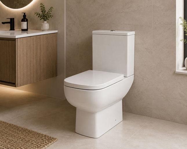 Rimless Toilet with Soft Close Seat Clearance Toilet Waterworks Bathrooms 