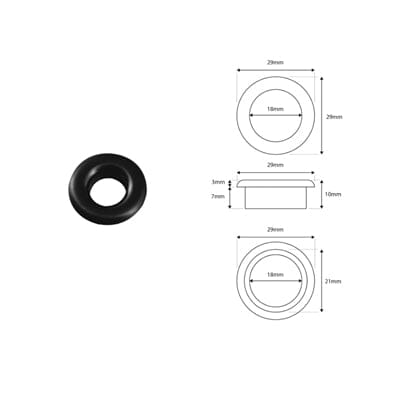 Ring Style Overflow Cover Cap - Black Finish Toilets Waterworks Bathrooms 