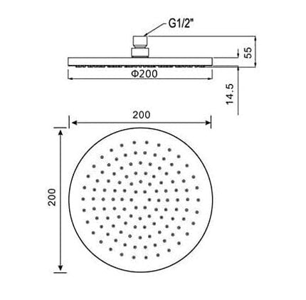 Round Fixed Head 200mm & Arm Waterworks Showers Waterworks Bathrooms 