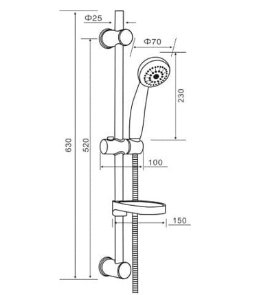 Round Shower Rail kit with soap dish Waterworks Showers Waterworks Bathrooms 