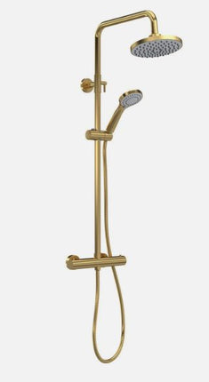 Round Thermostatic Bar Valve & Kit Brushed Brass (PVD) Exposed Shower Waterworks Bathrooms 