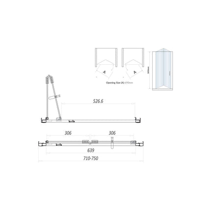 Savio 6mm Bifold Semi Frameless Door 760 mm Waterworks Bathrooms 