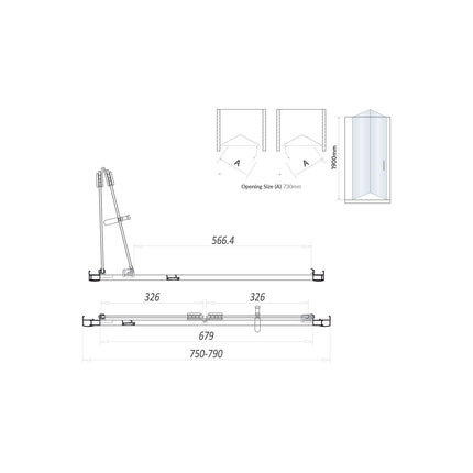 Savio 6mm Bifold Semi Frameless Door 800 mm Waterworks Bathrooms 