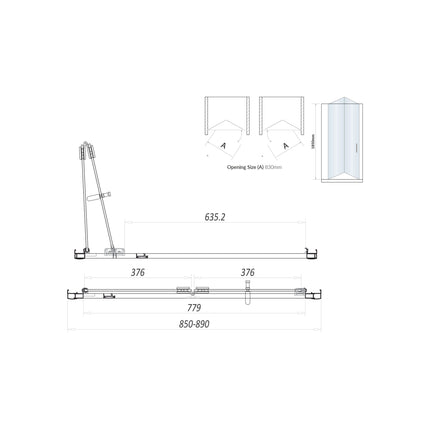 Savio 6mm Bifold Semi Frameless Door 900 mm Waterworks Bathrooms 
