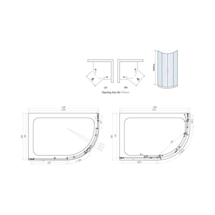 Savio 6mm Double Door (Offset) Quadrant 1200x800mm Waterworks Bathrooms 