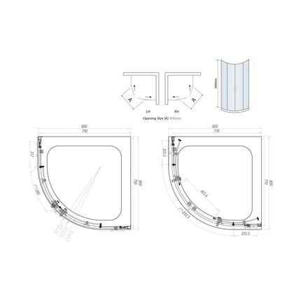 Savio 6mm Double Door Quadrant 800mm Waterworks Bathrooms 
