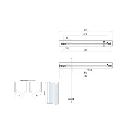 Savio 6mm Pivot Door 760 mm Waterworks Bathrooms 