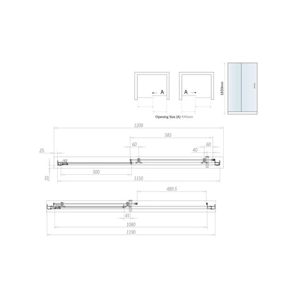 Savio 6mm Sliding Shower Door 1200 mm Waterworks Bathrooms 