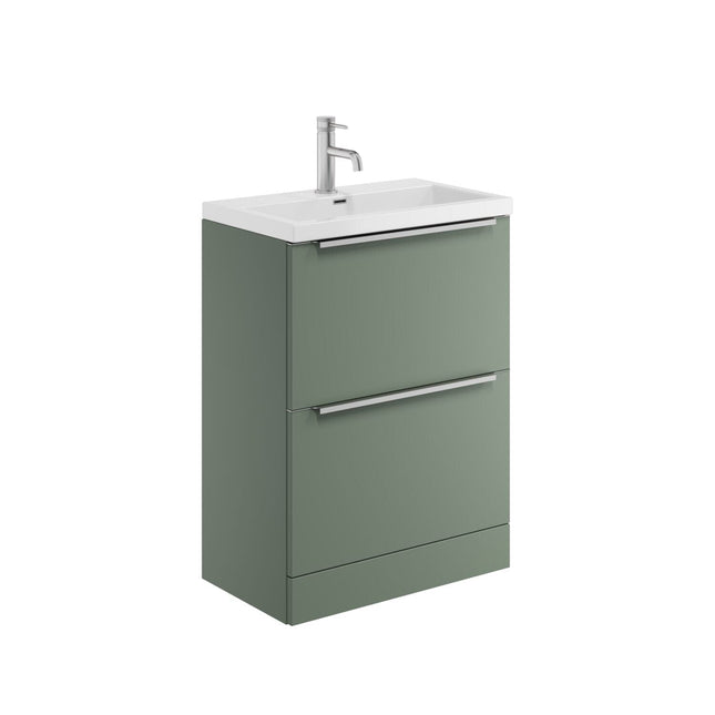 Sharp 600mm Vanity Unit with Ceramic Basin Matt Green Waterworks Vanity Units Waterworks Bathrooms 