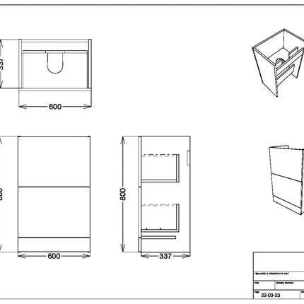 Sharp 600mm Vanity Unit with Ceramic Basin White Gloss Waterworks Vanity Units Waterworks Bathrooms 