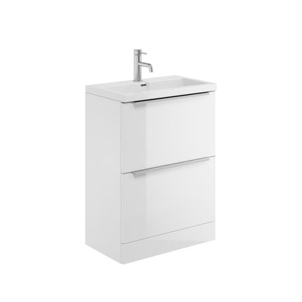 Sharp 600mm Vanity Unit with Ceramic Basin White Gloss Waterworks Vanity Units Waterworks Bathrooms 