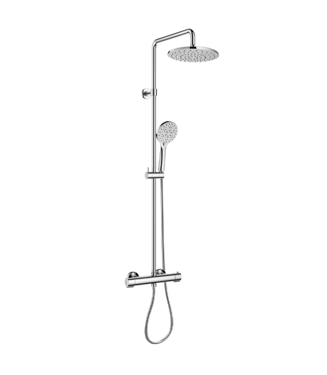 Smart Exposed Thermostatic Shower Column With 225 mm Rainshow Exposed Shower Flova 
