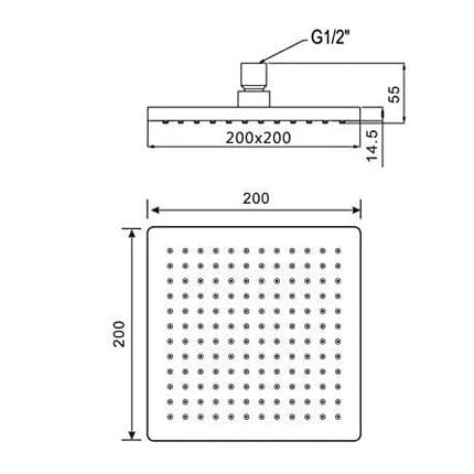 Square Fixed Head 200mm & Arm Waterworks Showers Waterworks Bathrooms 