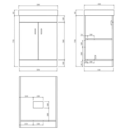 Storm 600mm Waterproof Vanity Unit and Basin-White Gloss Waterworks Vanity Units Waterworks Bathrooms 