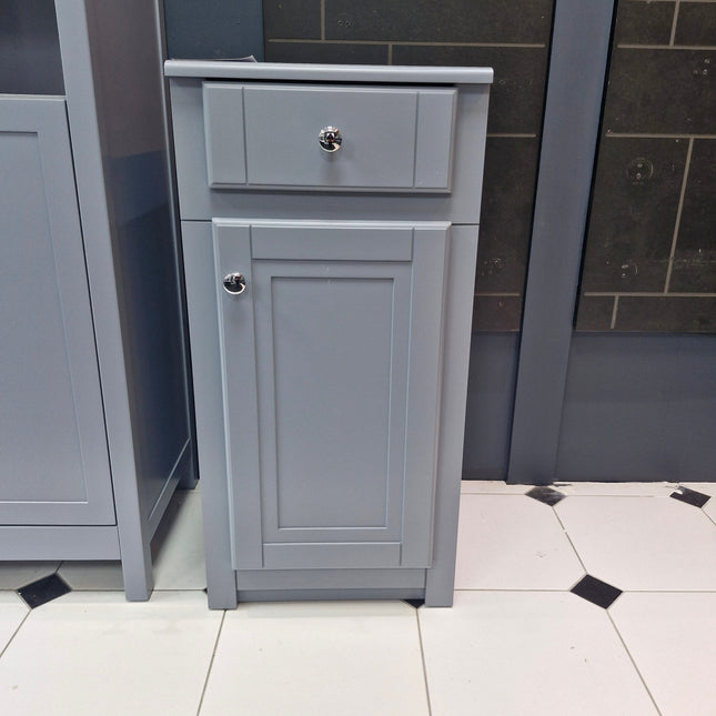 Tenby Tailored Grey Traditional Side Cabinet With 1 drawer Tall Storage Tailored Bathroom 