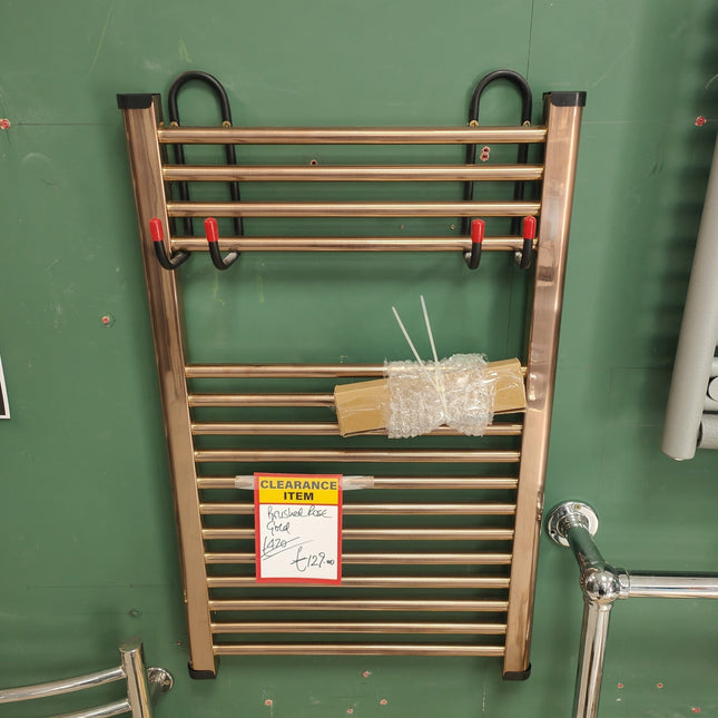 TOWEL RAIL 800X500MM -BRUSHED ROSE GOLD Clearance Heating Waterworks Bathrooms 