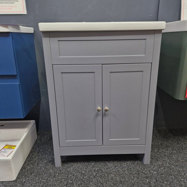 Turin Classic Tailored Grey Vanity Unit & Ceramic Basin Clearance Vanity Unit Bathrooms at Unit 5 