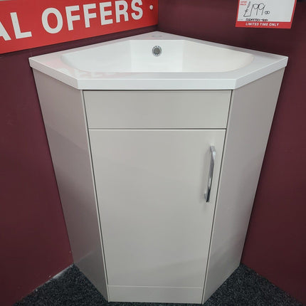 TYNE 50 Corner Unit & Basin Satin Cashmere Clearance Vanity Unit Phoenix 