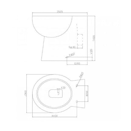 U5T-07-89 Trade Contract Back to Wall Toilet & Soft Close Seat Toilets Waterworks Bathrooms 
