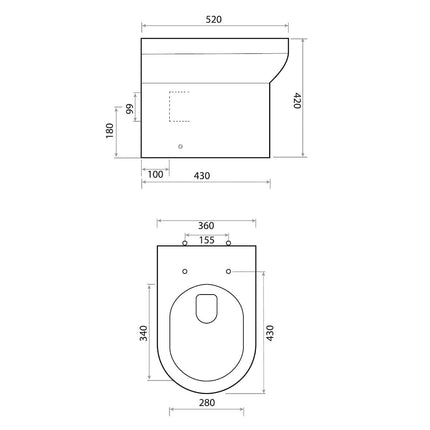 U5T-08-134 Round Back to Wall Pan and Soft Close Seat Toilets Waterworks Bathrooms 