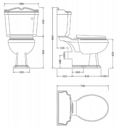 U5T-10-35 Traditional Toilet with soft close seat Toilets Waterworks Bathrooms 
