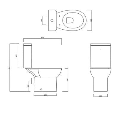 U5T-205-99 Trade Rimless Close Coupled Toilet Toilets Waterworks Bathrooms 