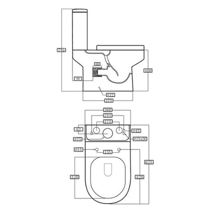 U5T-240-160 Leon Rimless Close Coupled Toilet Toilets Waterworks Bathrooms 