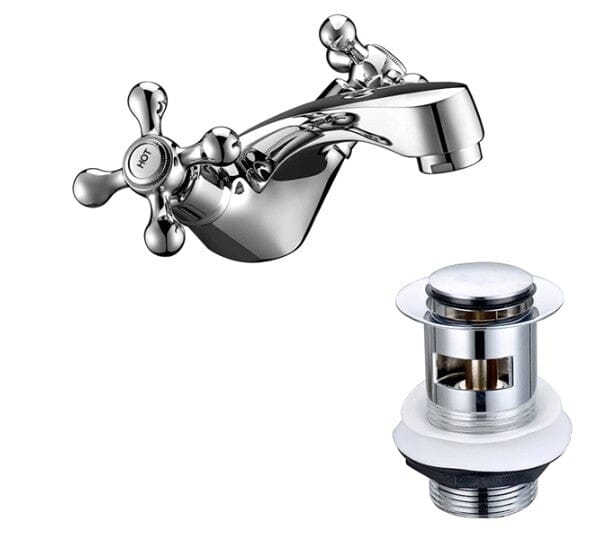 U5T-36-44 Traditional Basin Mixer Tap - Chrome Waterworks Taps Waterworks Bathrooms
