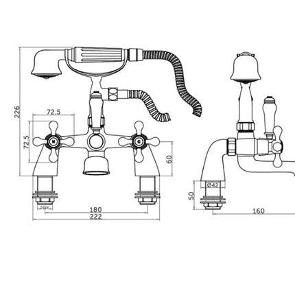 U5T-38-71 Traditional Bath Shower Mixer Waterworks Taps Waterworks Bathrooms 