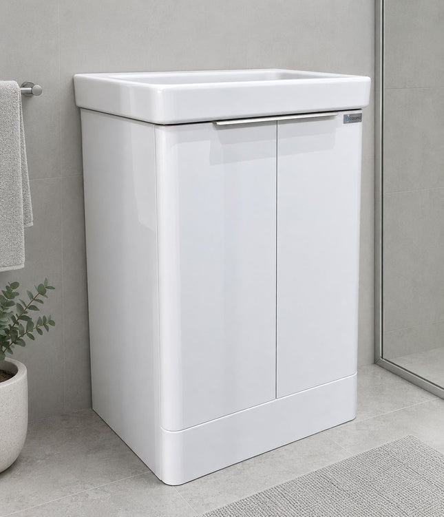 Valencia Waterproof 500 Floor Standing Vanity Unit inc Ceramic Basin Clearance Vanity Unit Waterworks Bathrooms 
