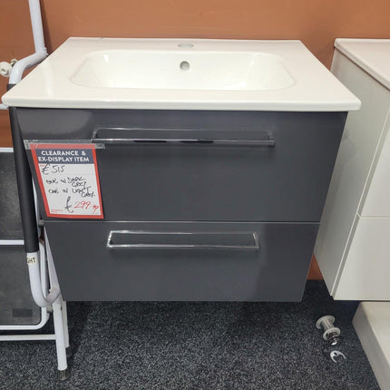 VOLTA 610 Wall Hung 2 Drawer Vanity & Basin Clearance Vanity Unit Waterworks Bathrooms 