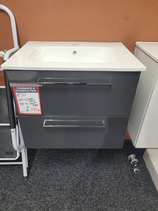 VOLTA 610 Wall Hung 2 Drawer Vanity & Basin Clearance Vanity Unit Waterworks Bathrooms 