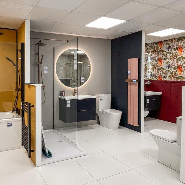 Bathroom display upstairs at Waterworks Bathrooms showroom in Bournemouth