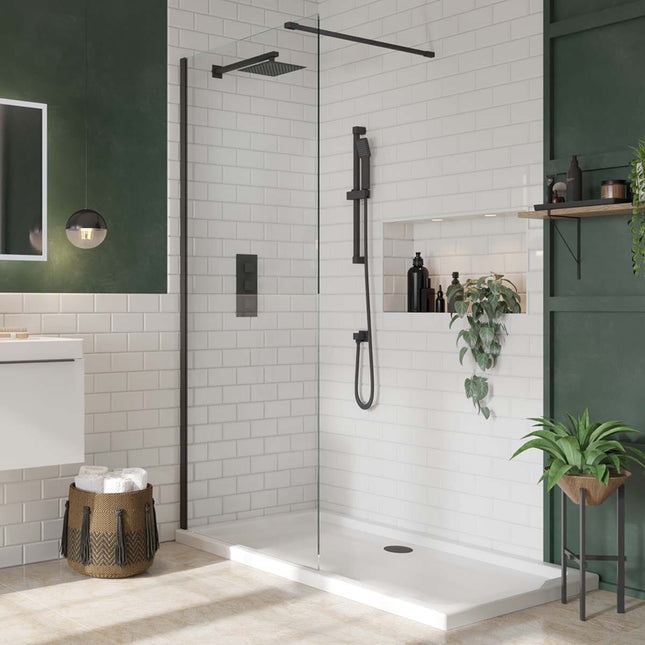 Savio 8 Wetroom Screen With Black Profiles Shower Door Scudo 